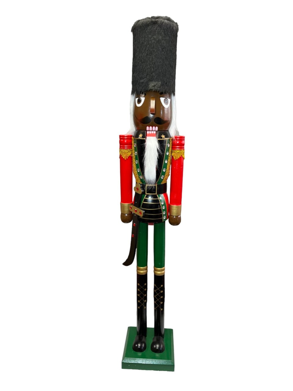 47.25" ~4ft Tall Life-Size Large/Giant Blue Glitter Christmas Wooden Nutcracker King African/Black